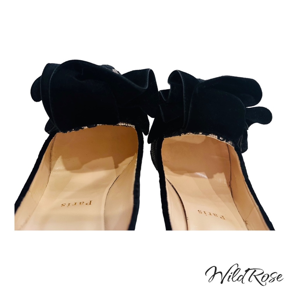 CHRISTIAN LOUBOUTIN “Lady Page” Black Floral Lace &Velvet Nude Heels SZ 36 - Picture 13 of 17